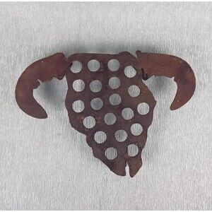 Bull Head Steel Plate Art Trivet Wall Decor Farm House Barn Cabin Cowboy
